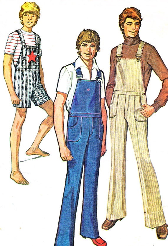 1970s Mens Overalls Pattern Simplicity 9431 Mens Long or Short