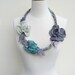 Felted Flower Necklace - Silver Grey, Titanium Grey and Mint Green LONG