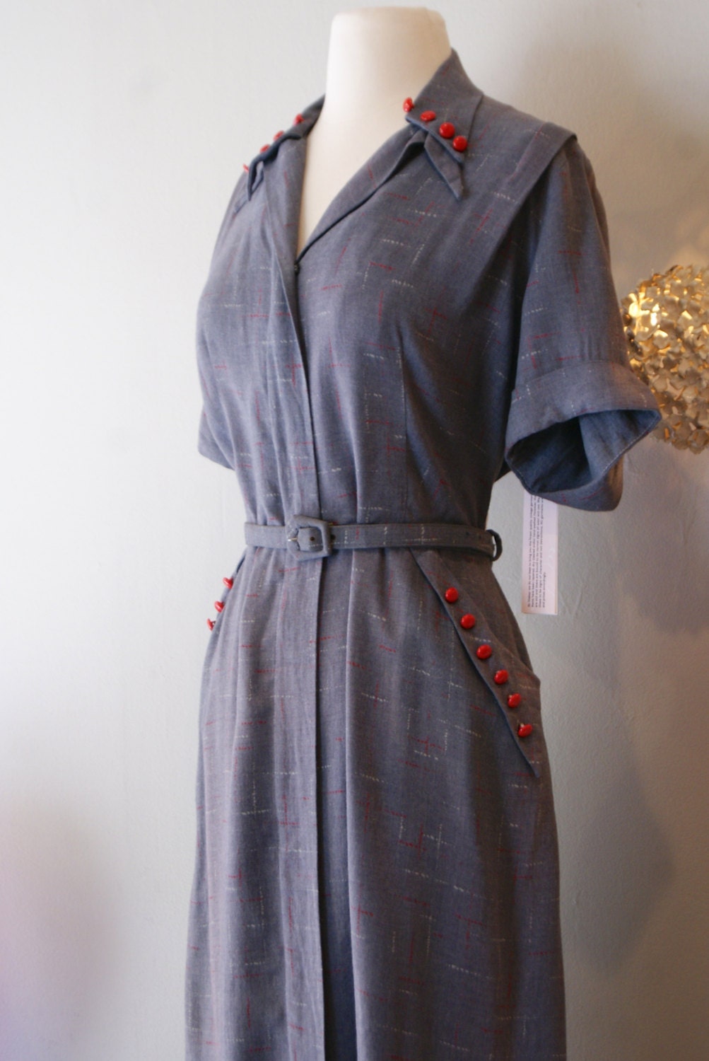 Vintage 1940's Dress // 40's Grey Atomic Flash Dress