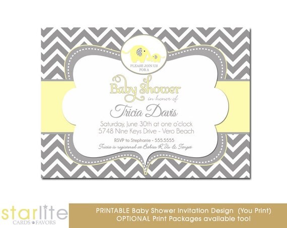 Yellow Grey Baby Shower Invitations 4