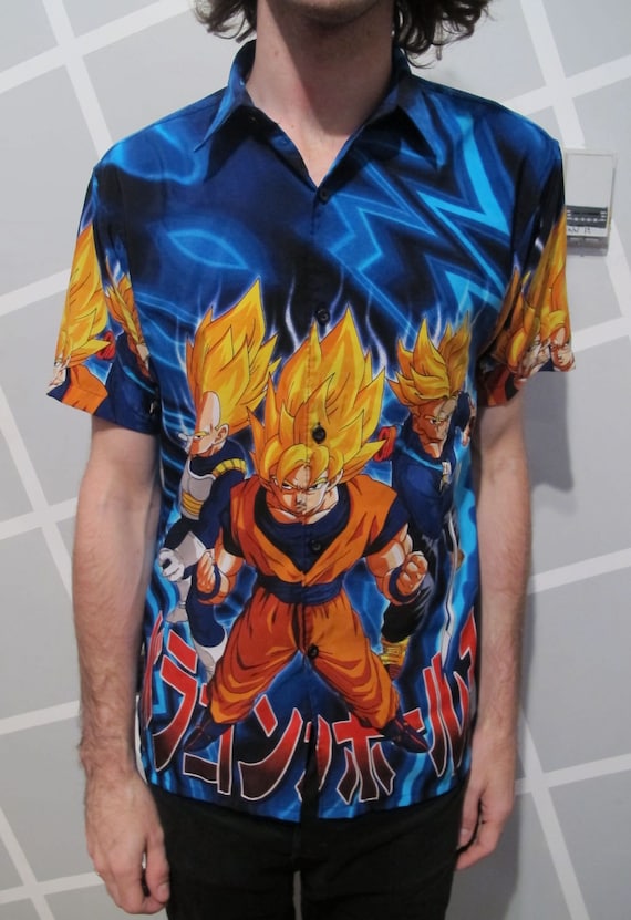 90s Dragon Ball Z Anime Button Down Shirt / Club Kid / Rave