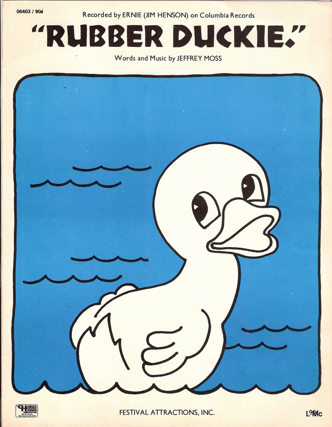 Rubber Duckie 1970 Sheet Music Song recorded by Jim Henson