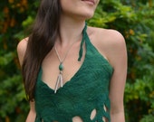 Felt Rainforest Woodland Nymph Leaf Halter Top OOAK