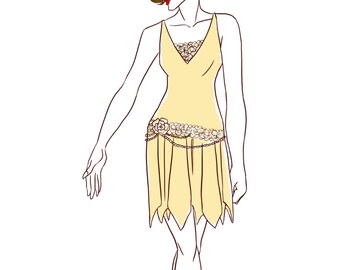 Sewing Pattern - 1920's flapper gown for 16" fashion dolls - Ellowyne Wilde and Tonner