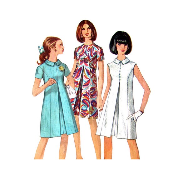 1960s Inverted Pleat Dress Pattern Simplicity 7083 Princess