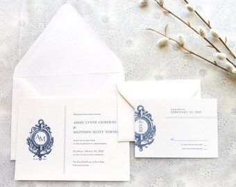 Anchor Nautical Wedding Invitations - Anchor Wedding - Monogram Wedding - Sailing Wedding - Summer Wedding - Ocean Wedding - Navy Wedding