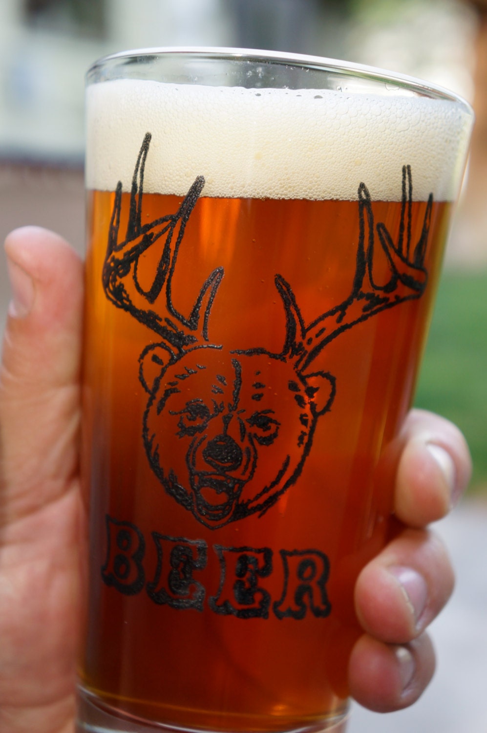 Beer Glass Screen Printed Pint Glass by HollidayGlass on Etsy