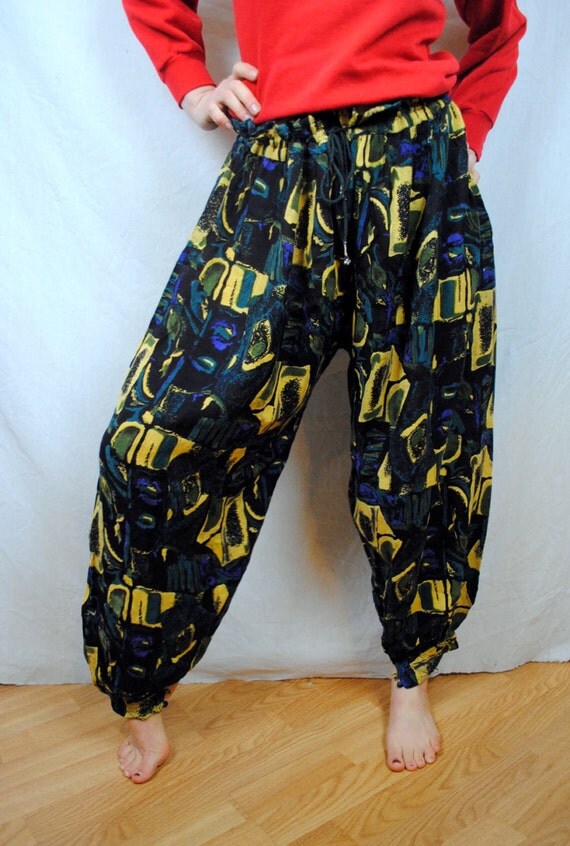 Vintage 80s Geometric Hammer Time Harem Baggy Pants