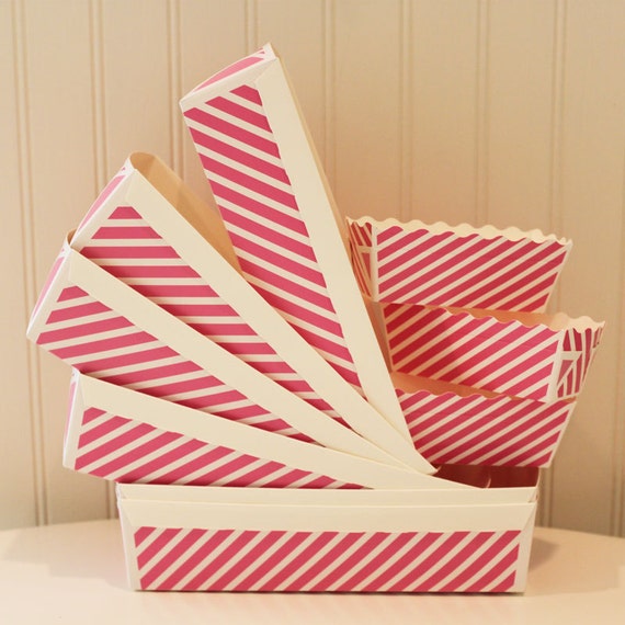 Items similar to Paper Baking Pan, Paper Loaf Baking Pans, Pink Stripe