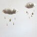 Gold Dot Rain Cloud Mobile- modern fabric sculpture for baby nursery decor in white and metallic faux gold leather
