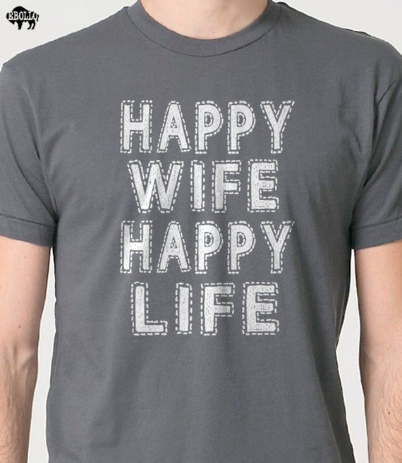 Wedding Gift Happy Wife Happy Life Mens T shirt Valentine's Day Wife Gift Funny Tshirt Husband Gift Father's Day