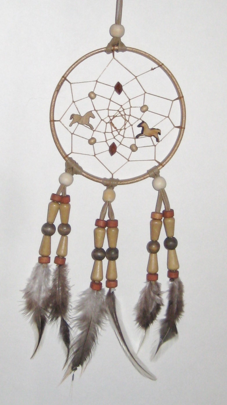 Two Horse Dream Catcher 4 Inch by moonshadowgift on Etsy