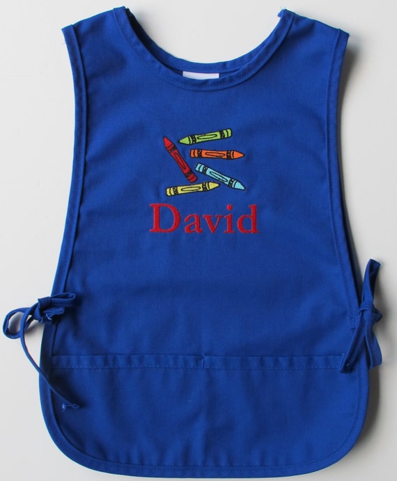 Personalized Kids Smock Custom Childs Art Apron Crayons
