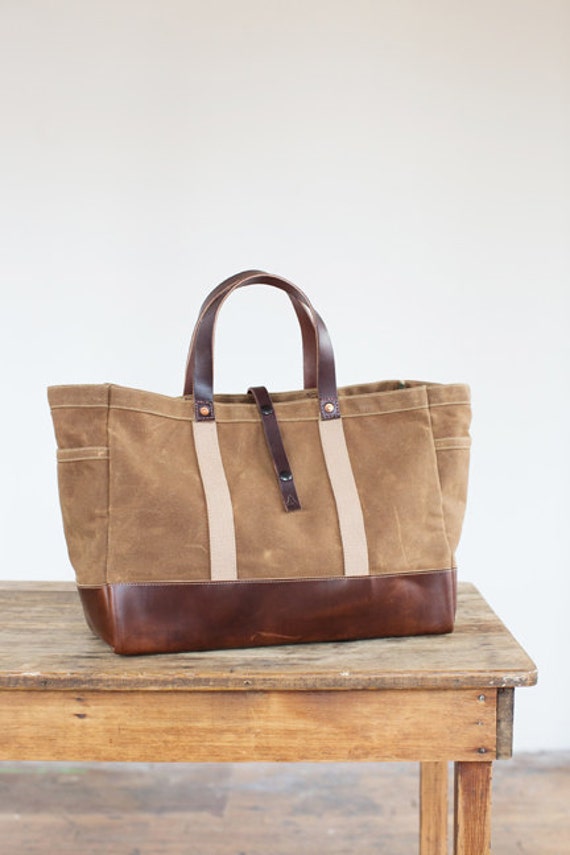 Garden / Tool Tote in Rust Waxed Canvas & Horween by ArtifactBags