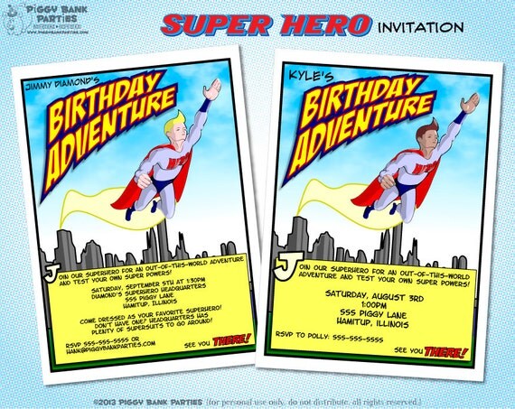 SUPER HERO Invitation - Personalized DIY Printable Superhero and Comic Book Themed Invite Il_570xn