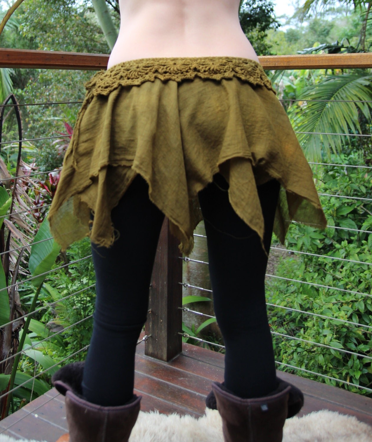 Tatty TuTu Crochet Faery Handkerchief Skirt Golden Earth