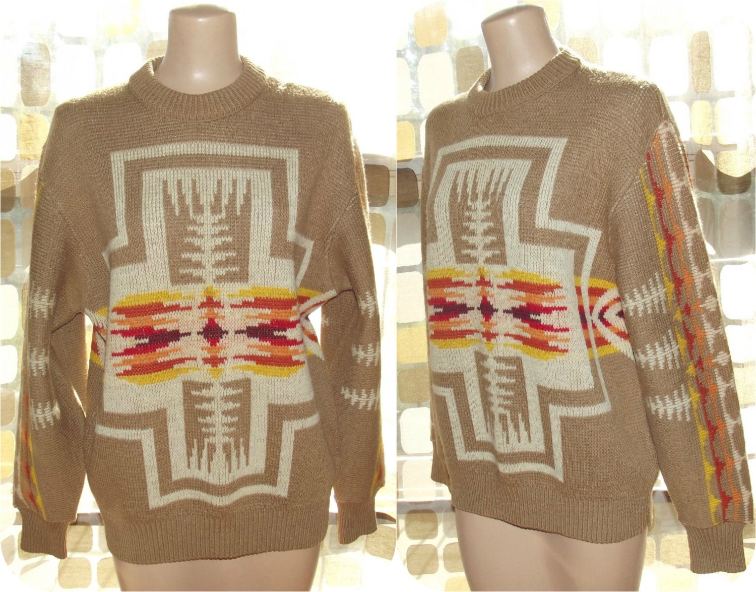 Vintage 70s Sweater 1970s Pendleton Navajo Sweater Western