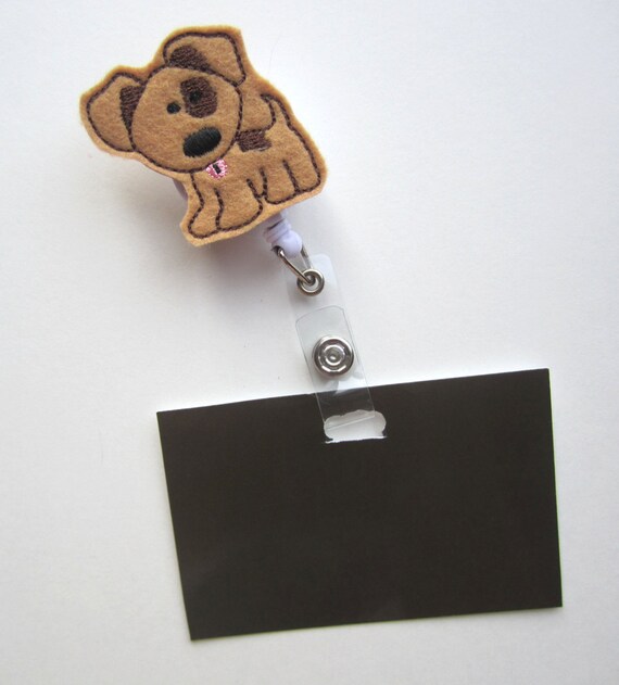 Retractable ID Badge Holder Puppy Dog ID Badge by BabyWhatKnots