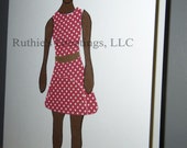 African American, Afro (Red and White Polka Dot) Card