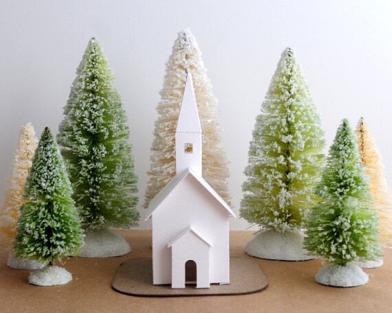 DIY Putz Church Ornament Kit Christmas Decoration Glitter