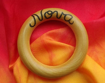 PERSONALIZED Teething Ring, ORGANIC Wooden Teething Toy