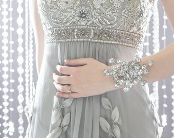 Wedding Corsage - Bridesmaid Corsage - Wrist Corsage, Silver Corsage, Prom Corsage, Prom Dress Accessory, Flower Corsage