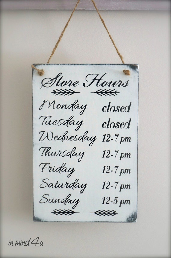 Business Hours Sign Custom Sign Store Hours Sign Wall Signs