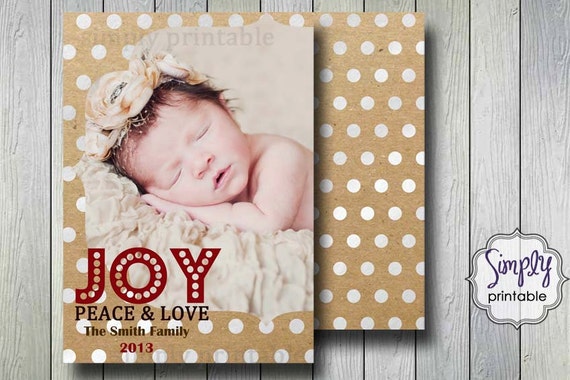 Joy Holiday Photo Card Rustic Il_570xn
