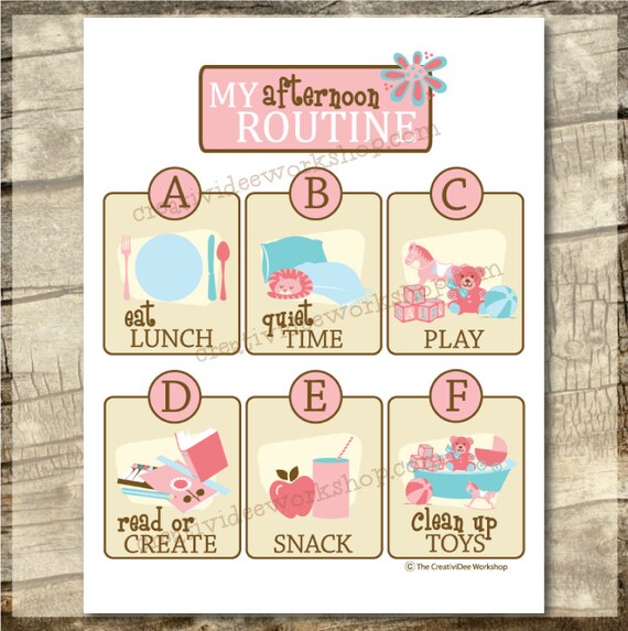 Afternoon Routine Chart Girl or Pink Theme by CreativiDeeWorkshop