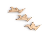 Origami Crane Magnets East Version - Laser Cut Wooden Japanese Modern Minimal Origami Crane Decor