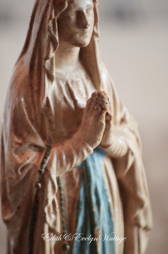 Antique French Our Lady of Lourdes Statue Priest by edithandevelyn