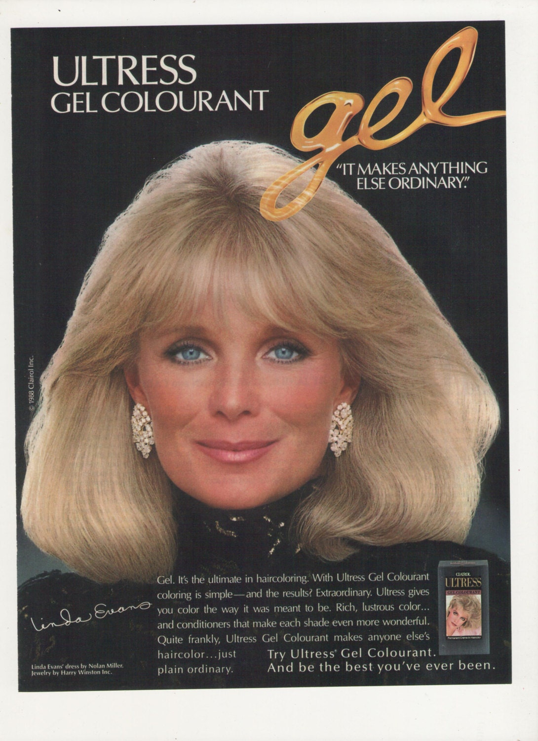 1988 Linda Evans Clairol Ultress Gel Colourant Hair Color