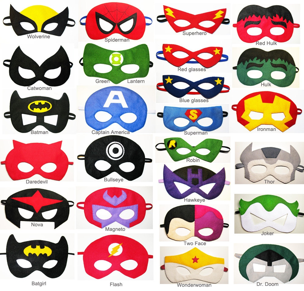 25 felt Superhero Masks party pack YOU CHOOSE STYLES Dress