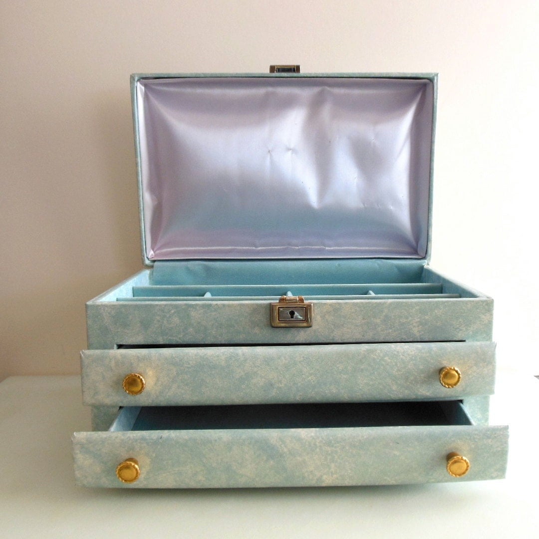 Buxton Jewelry Box with Drawers Baby Blue MADE IN USA from The