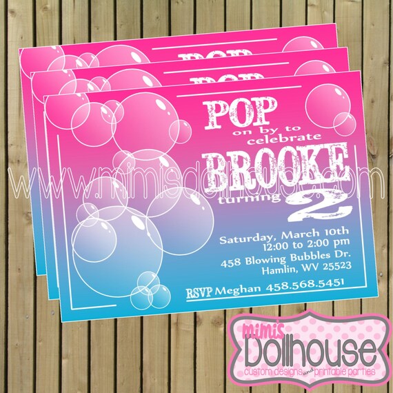 Bubble Party Invitation--Bubble Birthday Invitation-JPEG/PDF Il_570xn