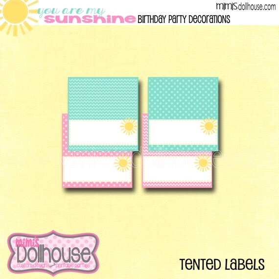 Sunshine Pink Teal Tented Labels-You Are My Sunshine Pink Teal Tented Labels-PDF Il_570xn