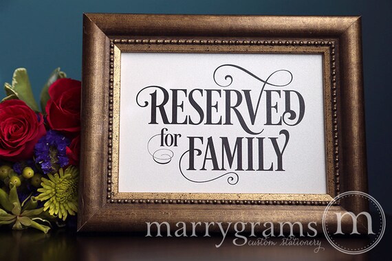 Reserved for Family Sign Table Card Wedding Reception