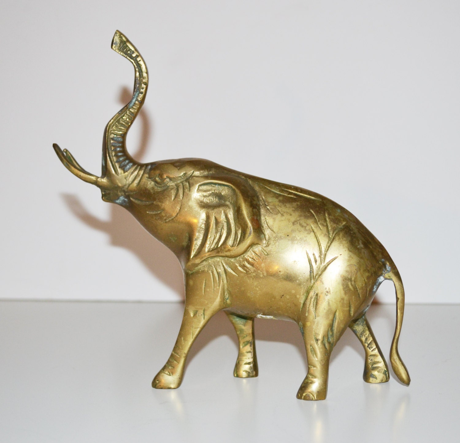 Vintage Brass Elephant Figurine Brass Animal Figurine Mid