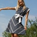 Blue Vintage Dress Midi Dress Summer Dress Blue White Chevron Dress 70s Dress With Bow Crimplene Dress Geometric Chevron Dress