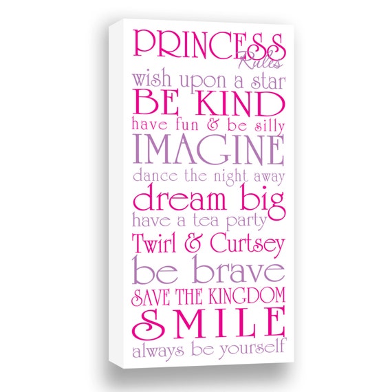 Princess Rules Gallery Wrapped Canvas Girl's Room Decor