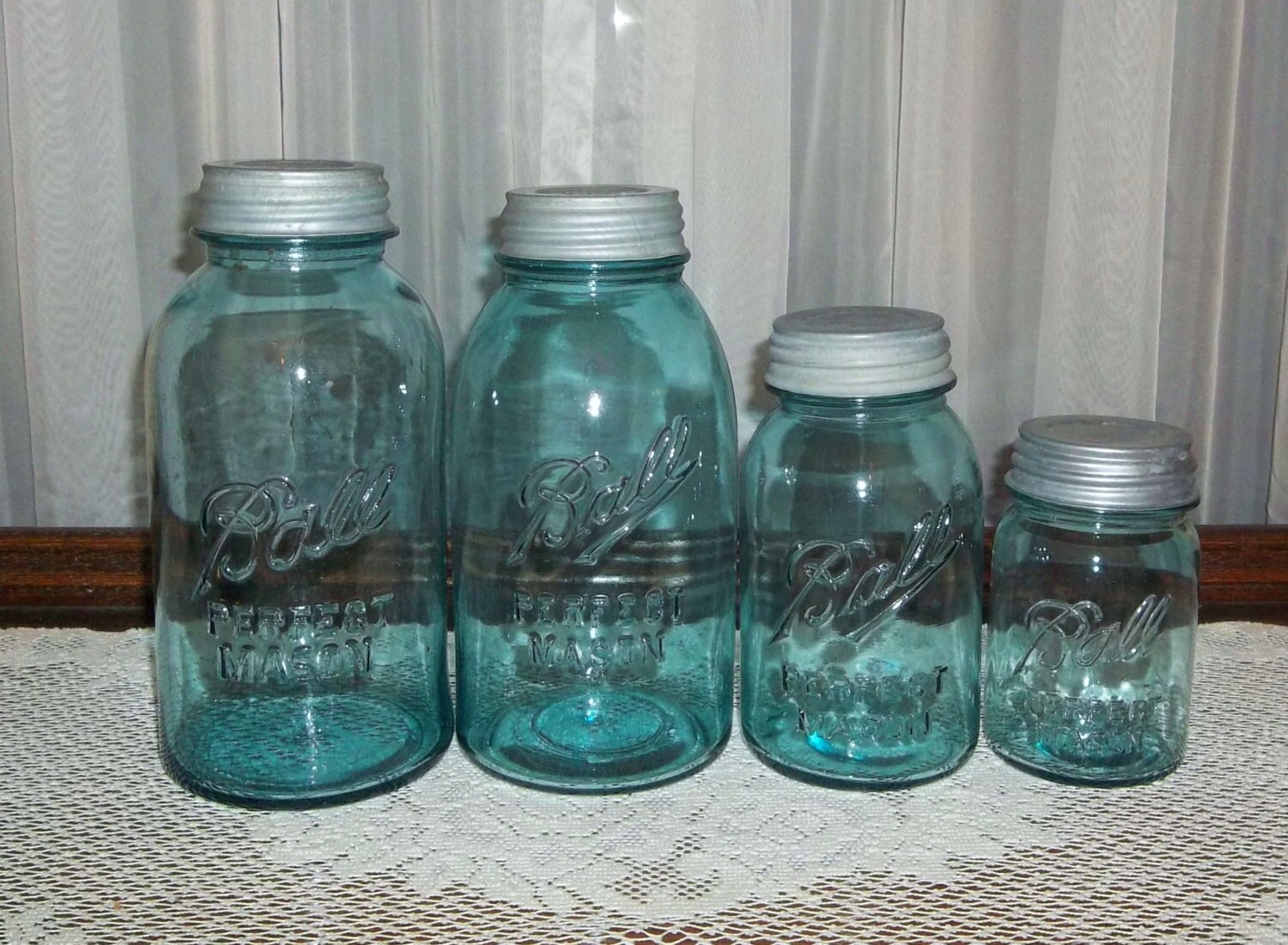 4 Sizes Vintage Blue Ball Jars Half Gallon Quart Pint Blue