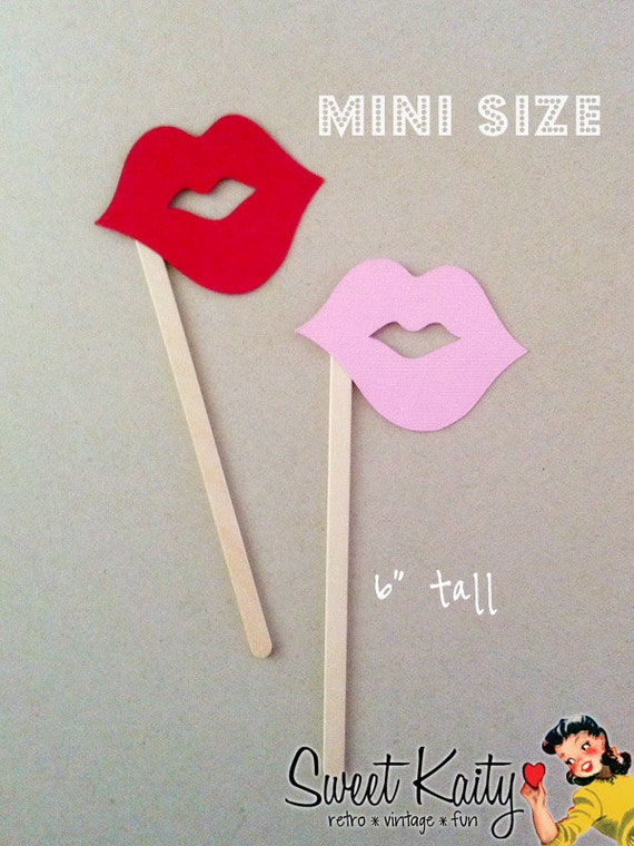 12 Mini Photo Booth Props - Red and Pink Lips on a Mini Stick - Kid Friendly - Party Favors - Girls Birthday - Bachelorette - Bridal Shower Il_570xn