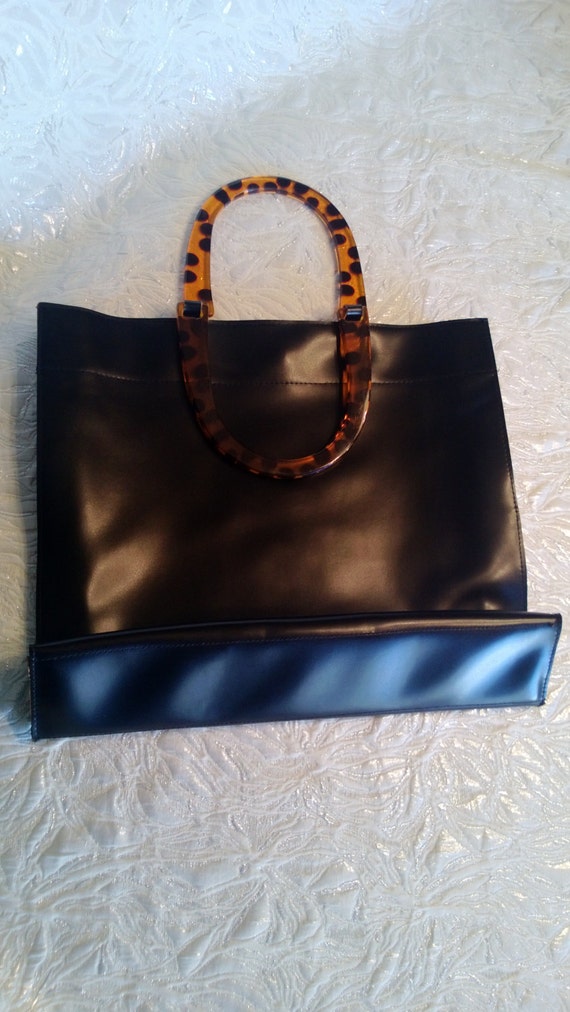 Black vinyl pursehandbag with Lucite by simplyblueboutique
