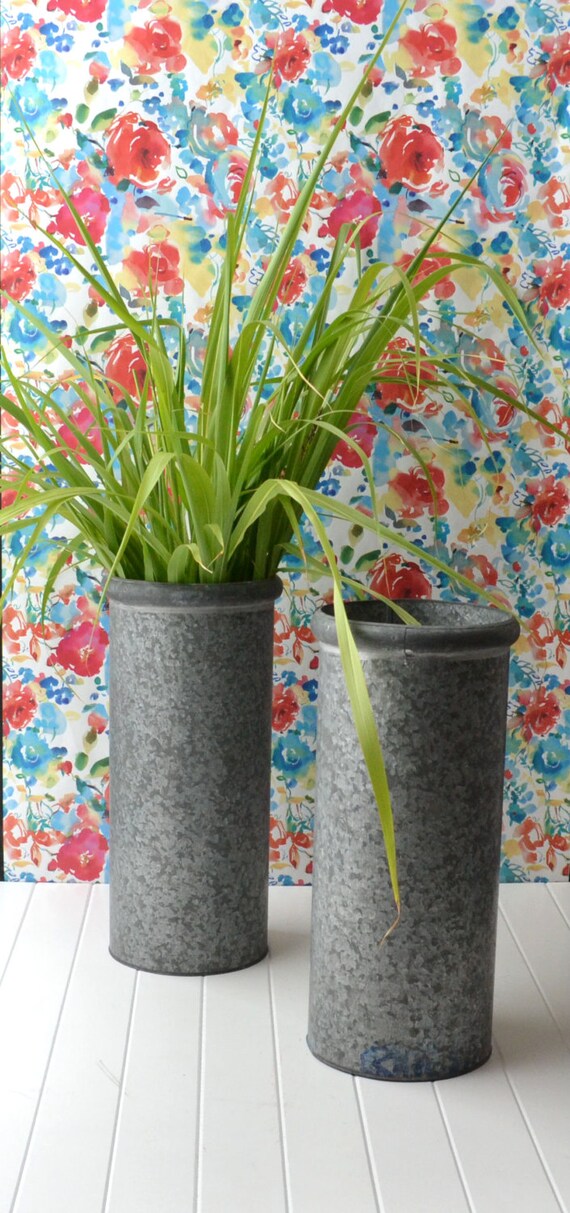 Galvanized Metal Vases Front Door Decoration Metal Flower