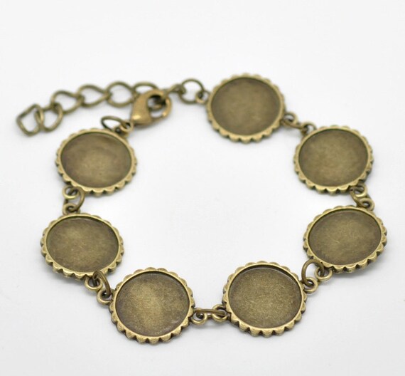 5 Cabochon Bracelet Blanks WHOLESALE Bronze 8 1/4 Inch