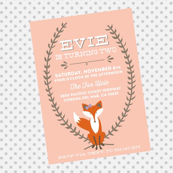Autumn Fox Invitation - Woodland Fox - Fox Invite - Custom Digital Printable Invite Il_570xn
