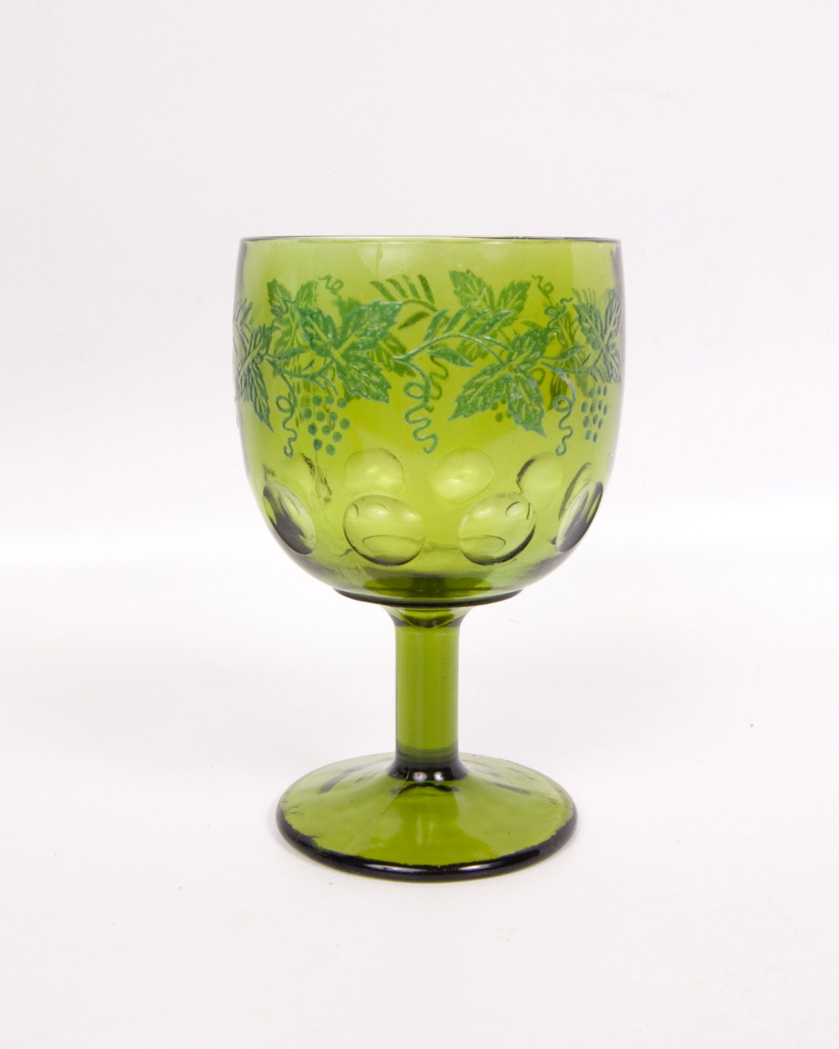 Vintage Green Depression Glass Goblet With By Levintagegalleria 7675