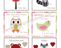 Woodland Valentines day cards/ personalized valentines day cards ...