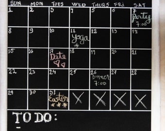 Chalkboard Calendar -- Large Monthly Planner -- Rewritable, Erasable Blackboard Organizer Chalk Board with Jute Rope