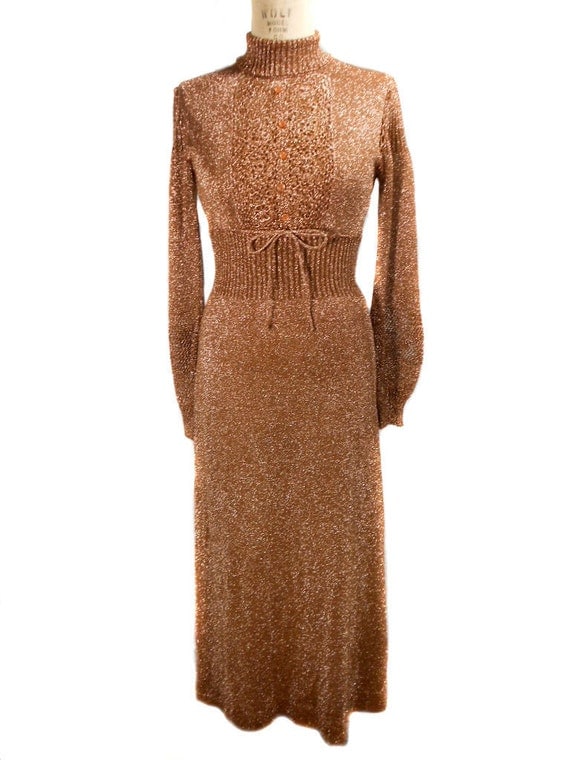 1970s Wenjilli Bronze Lurex Dress / by SemiPreciousGarnetts